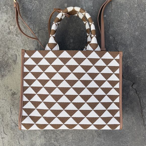 Prada Symbole Shopper Tote Jacquard Small Brown, Multicolor - Picture 2 of 16